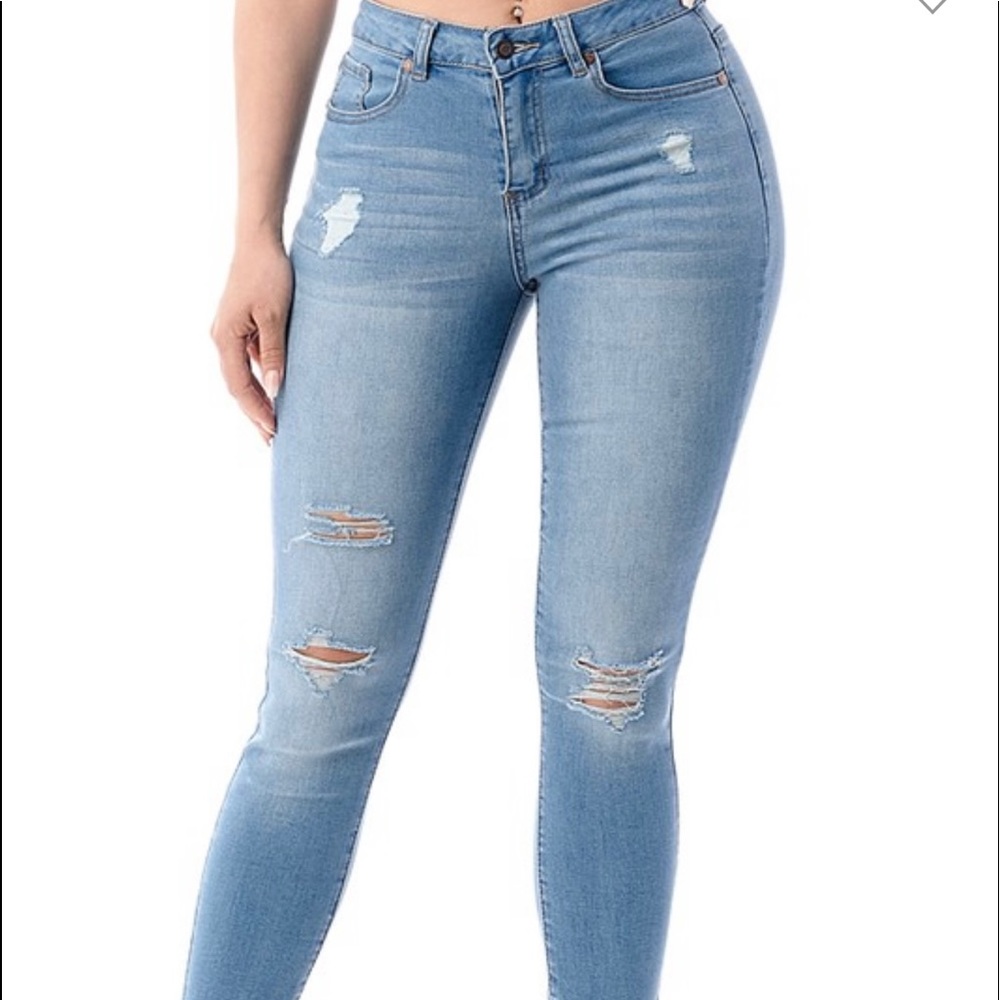 High Rise Skinny Light Wash Jeans